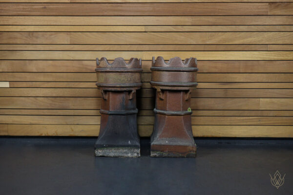 Pair of Round Crown Top Glazed Chimney Pots - Image 10