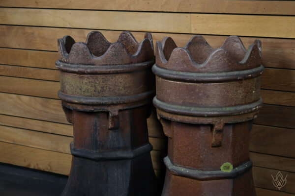 Pair of Round Crown Top Glazed Chimney Pots - Image 9