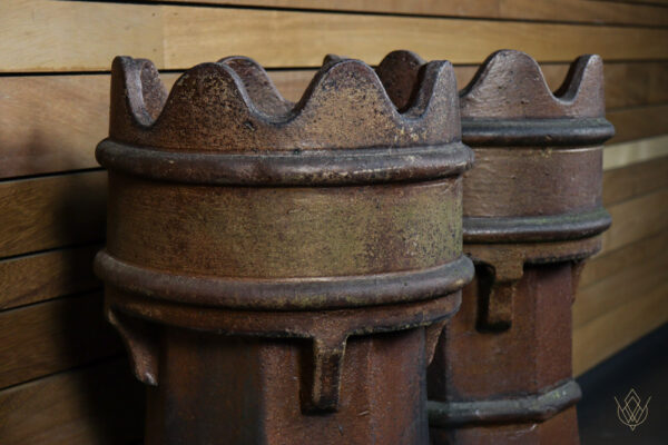Pair of Round Crown Top Glazed Chimney Pots - Image 7