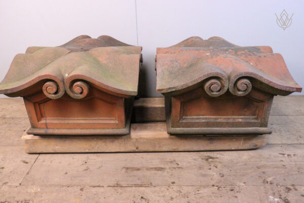 Pair of Ornate Victorian Red Terracotta Pier Caps - WM11944 - Image 2