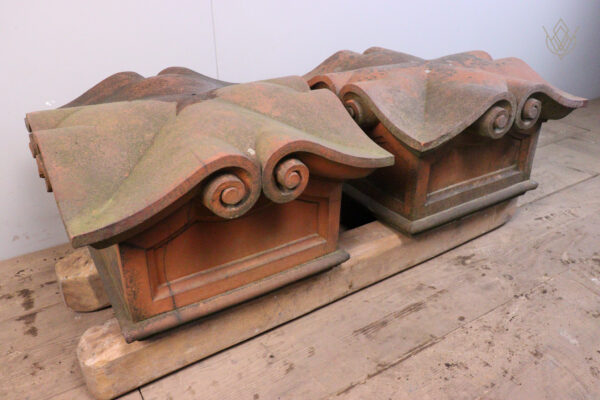 Pair of Ornate Victorian Red Terracotta Pier Caps - WM11944 - Image 7