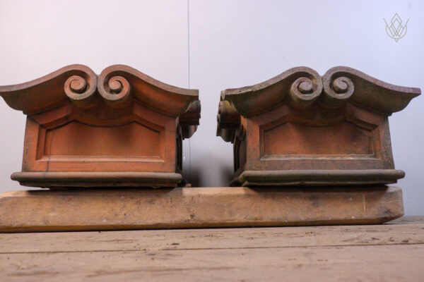 Pair of Ornate Victorian Red Terracotta Pier Caps - WM11944 - Image 4