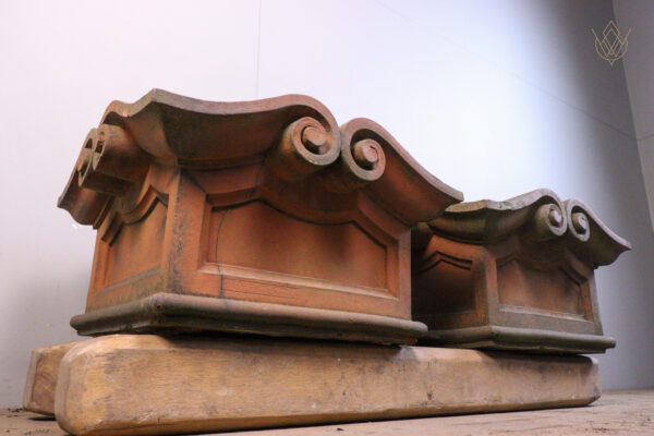 Pair of Ornate Victorian Red Terracotta Pier Caps - WM11944 - Image 3