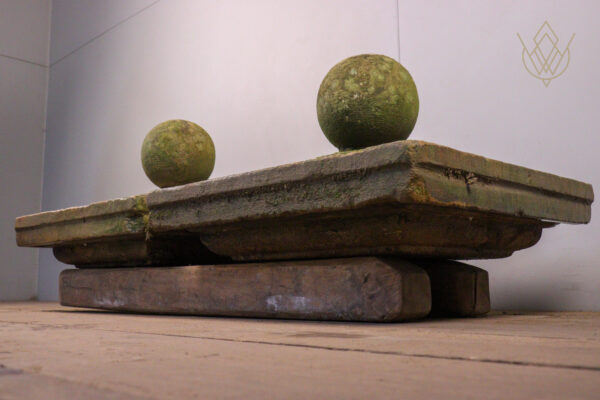 Pair of Ornate Ball Top 19th Century Stone Pier Caps - WM11973 - Image 5