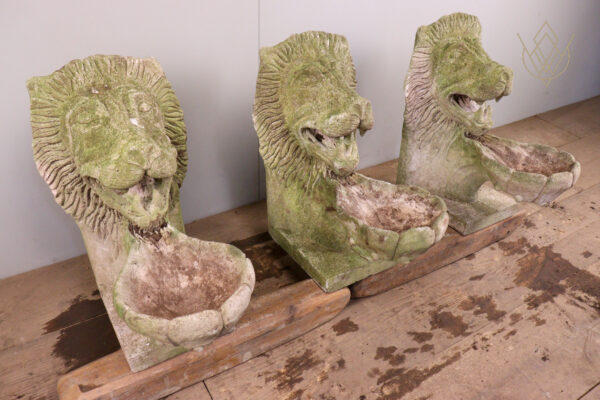 Set of 3 Composition Stone Lion Fountains/Water Spouts - WM11986 - Image 5