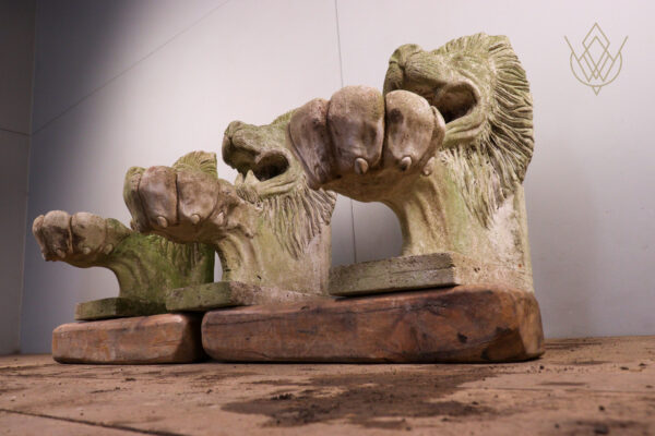 Set of 3 Composition Stone Lion Fountains/Water Spouts - WM11986 - Image 4