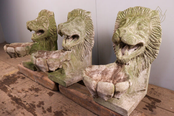 Set of 3 Composition Stone Lion Fountains/Water Spouts - WM11986