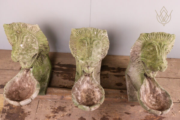 Set of 3 Composition Stone Lion Fountains/Water Spouts - WM11986 - Image 3