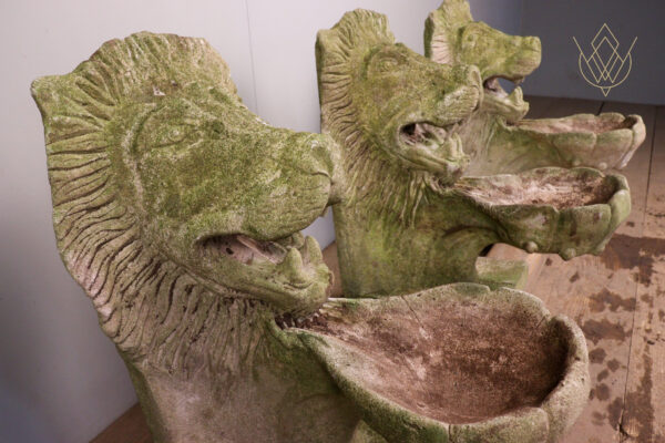 Set of 3 Composition Stone Lion Fountains/Water Spouts - WM11986 - Image 2