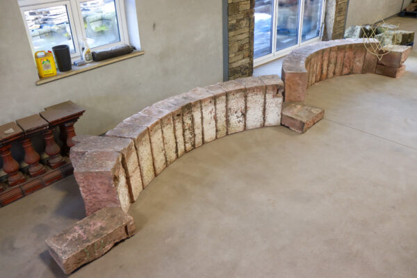 Large 19th Century Red Sandstone Carved Stone Double Archway - WM11989