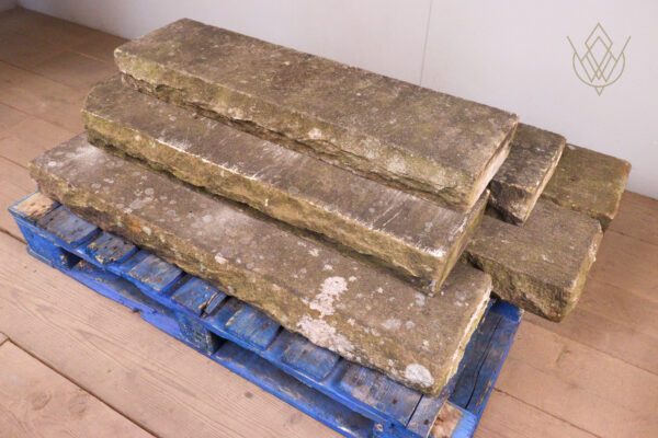 22.8ft - 10"x4" Reclaimed Flat Sandstone Coping Stones - WM12052