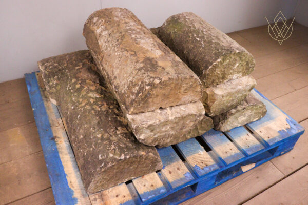 13.9ft - 12" x 5.5" Reclaimed Round Top Coping Stones - WM12054