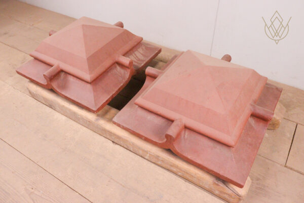 Pair of Victorian Red Terracotta Ornate Pier Caps - WM12056 - Image 6