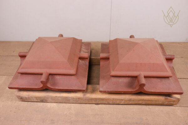 Pair of Victorian Red Terracotta Ornate Pier Caps - WM12056 - Image 5