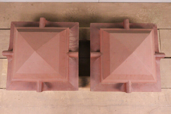 Pair of Victorian Red Terracotta Ornate Pier Caps - WM12056 - Image 3