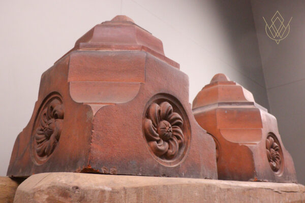 Pair of Ornate Floral Victorian Red Terracotta Ornate Pier Caps - WM12057 - Image 2
