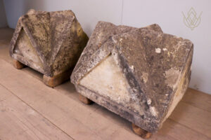 Pair of Limestone 19th Century Pier Caps - WM12066