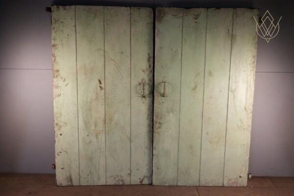 Pair of Wide Board Industrial Wooden Doors on Wrought Iron Hinges - WM12069 - Image 5