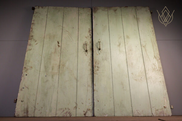 Pair of Wide Board Industrial Wooden Doors on Wrought Iron Hinges - WM12069 - Image 4