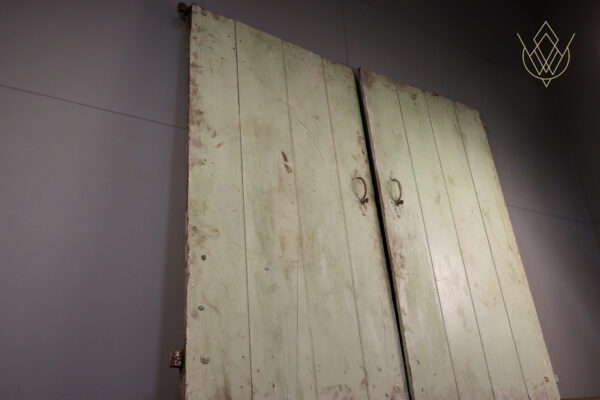 Pair of Wide Board Industrial Wooden Doors on Wrought Iron Hinges - WM12069 - Image 3