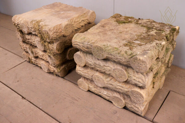 Pair of Carved Stone Log Effect Plinth Bases - WM12072 - Image 7