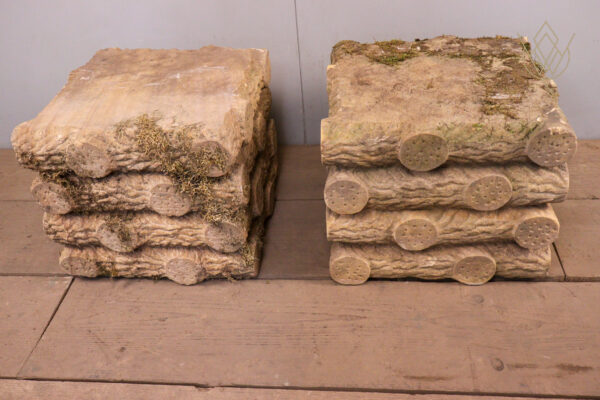 Pair of Carved Stone Log Effect Plinth Bases - WM12072 - Image 6