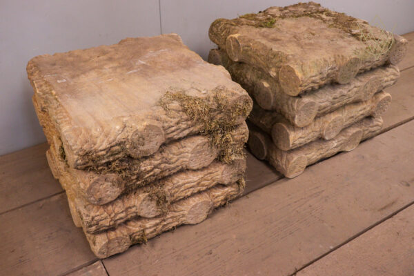 Pair of Carved Stone Log Effect Plinth Bases - WM12072 - Image 5