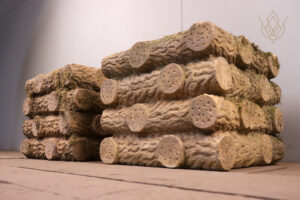Pair of Carved Stone Log Effect Plinth Bases - WM12072