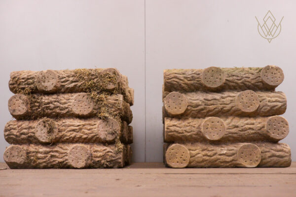 Pair of Carved Stone Log Effect Plinth Bases - WM12072 - Image 3