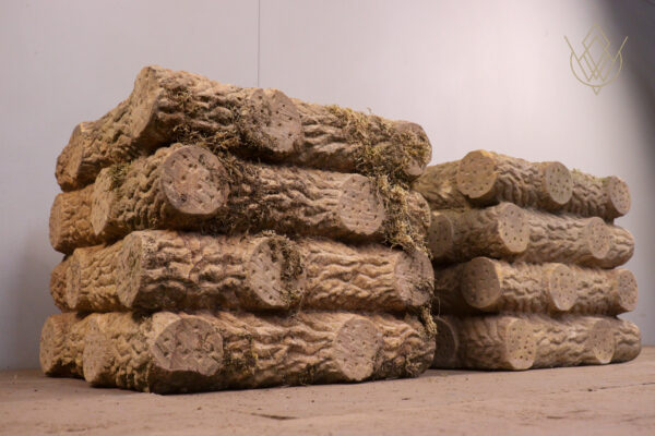 Pair of Carved Stone Log Effect Plinth Bases - WM12072 - Image 2