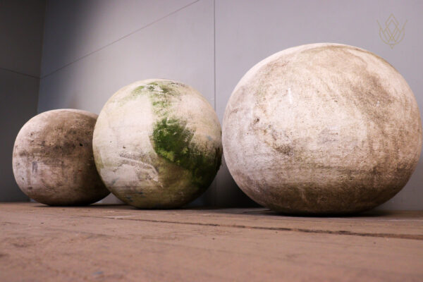 Set of 3 Carved Stone 19th Century Limestone Balls - WM12104 - Image 5