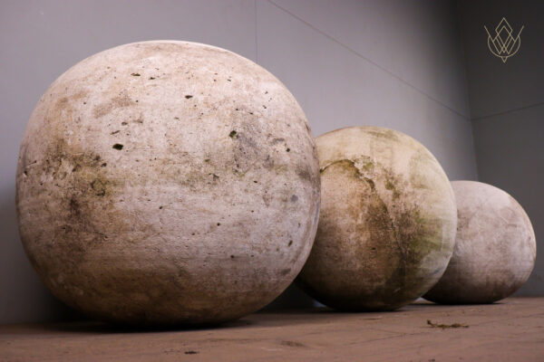 Set of 3 Carved Stone 19th Century Limestone Balls - WM12104 - Image 3