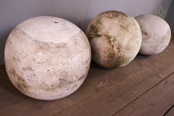 Set of 3 Carved Stone 19th Century Limestone Balls - WM12104