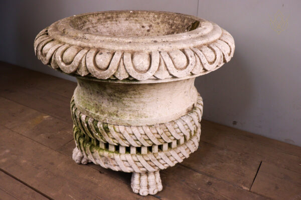 Ornate Limestone Urn Carved Stone Planter - WM12106 - Image 7