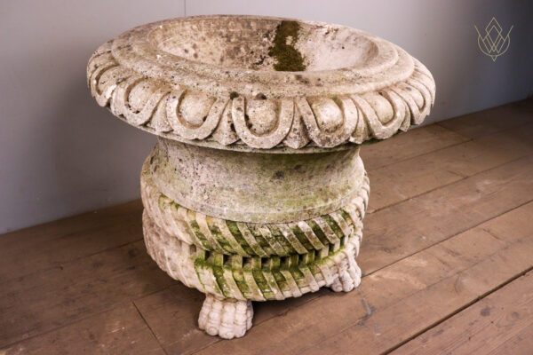 Ornate Limestone Urn Carved Stone Planter - WM12106
