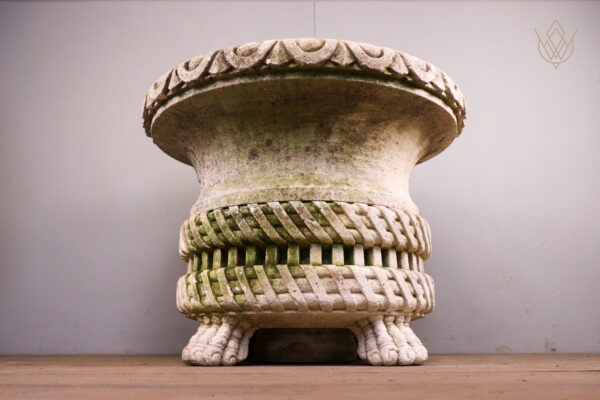 Ornate Limestone Urn Carved Stone Planter - WM12106 - Image 3
