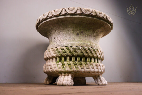 Ornate Limestone Urn Carved Stone Planter - WM12106 - Image 2