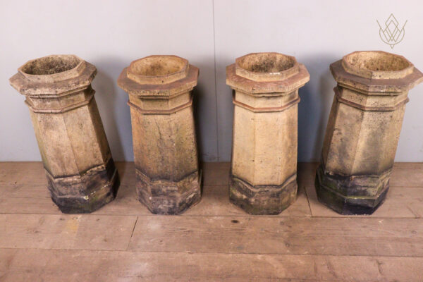 Set of Four Buff Octagonal 19th Century Chimney Pots - WM12122 - Image 2