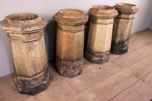 Set of Four Buff Octagonal 19th Century Chimney Pots - WM12122