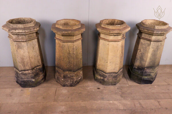 Set of Four Buff Octagonal 19th Century Chimney Pots - WM12122 - Image 8