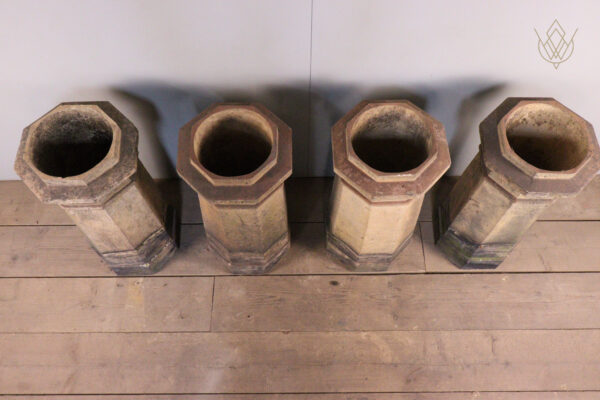 Set of Four Buff Octagonal 19th Century Chimney Pots - WM12122 - Image 7