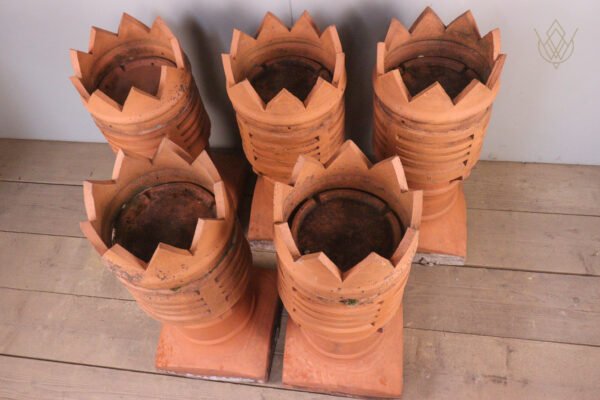 Set of 5 Red Terracotta 3 Piece Chimney Pots - WM12147 - Image 6