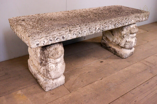 Composition Stone Bench Depicting Lions - WM12155 - Image 5