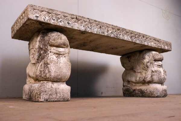 Composition Stone Bench Depicting Lions - WM12155 - Image 2