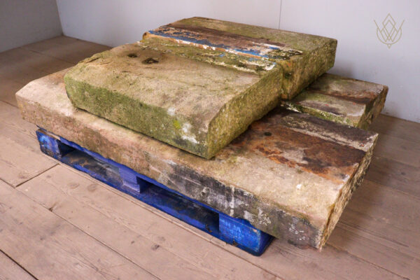 14.35ft - Large Reclaimed Gritstone Plinth Stones/Coping Stones - WM12166