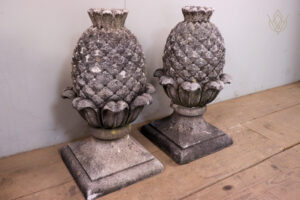 Pair of Composition Stone Pine Cone Finials - WM12170