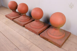 Pair of Victorian Red Terracotta Pier Caps - WM12171