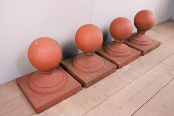 Pair of Victorian Red Terracotta Pier Caps - WM12171 - Image 6