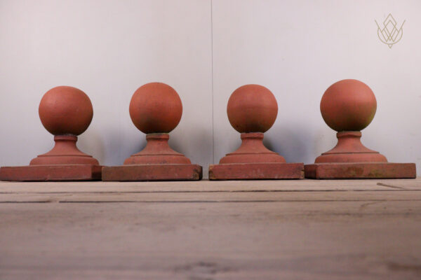 Pair of Victorian Red Terracotta Pier Caps - WM12171 - Image 3