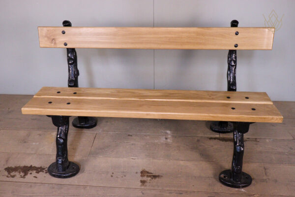 Refurbished 19th Century Log Effect Railway Bench with Oak Lats - WM12173 - Image 6